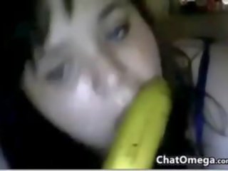 שמנמן מצלמת נערה עם א בננה
